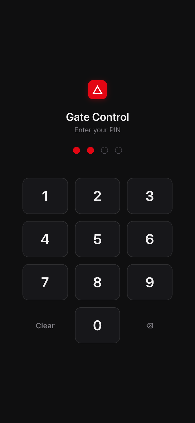 PIN unlock screen