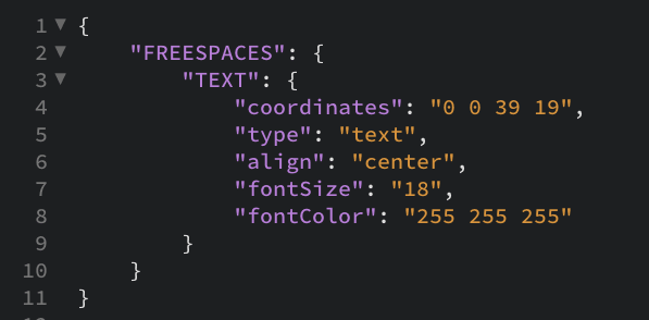 JSON layout configuration for DS-320×160-P8