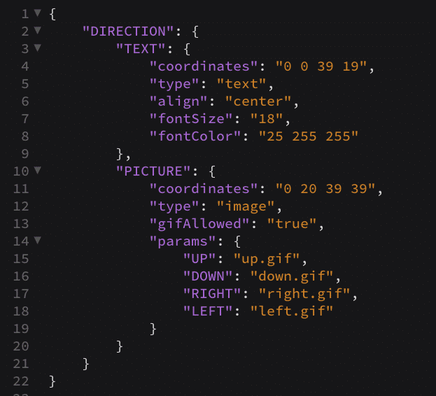 JSON layout configuration for DS-320×320-P8 with TEXT and PICTURE zones
