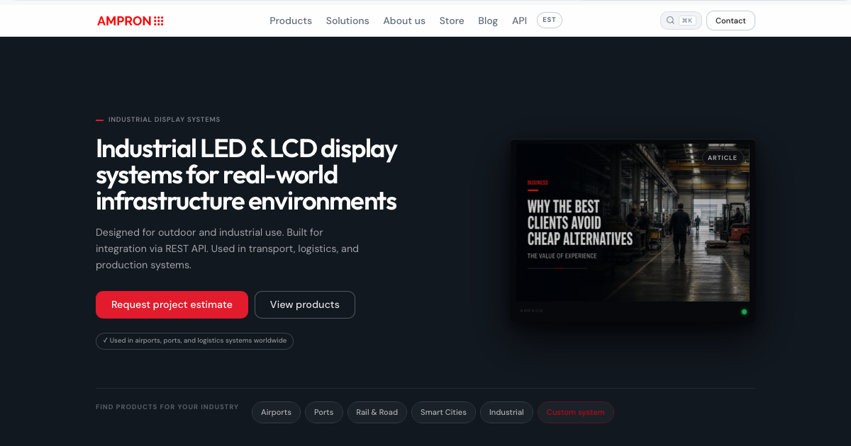 Products — Industrial LED & LCD Display Systems | Ampron