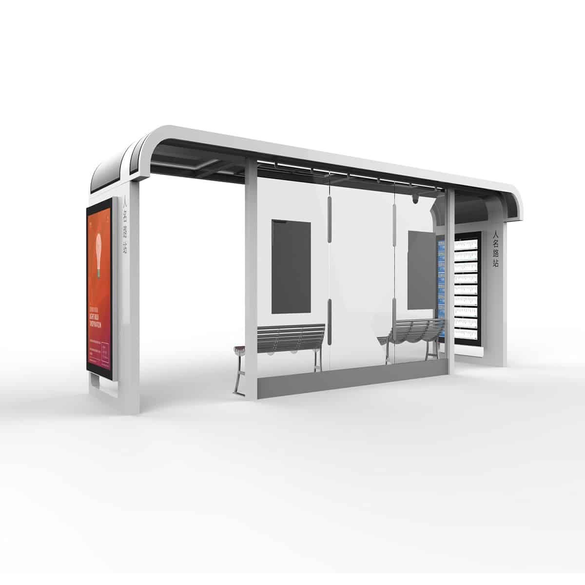 Ampron Intelligent Smart City Bus Shelter — passenger information display system for urban transit environments