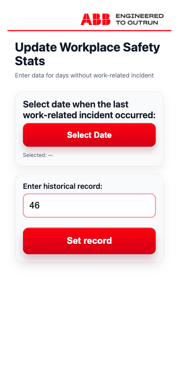 Workplace Safety Board update interface on mobile