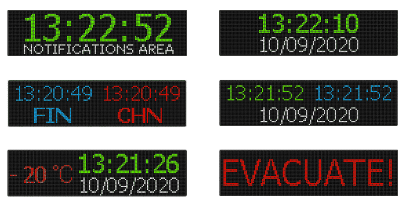 Ampron Digital Wall Clocks Content Examples